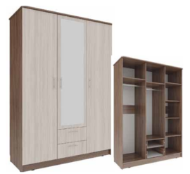 ШКАФ 3Х ДВ/1500 ДЛЯ ПБ С 2 ЯЩ "КАМЕЛИЯ"без зеркала (Виктория)